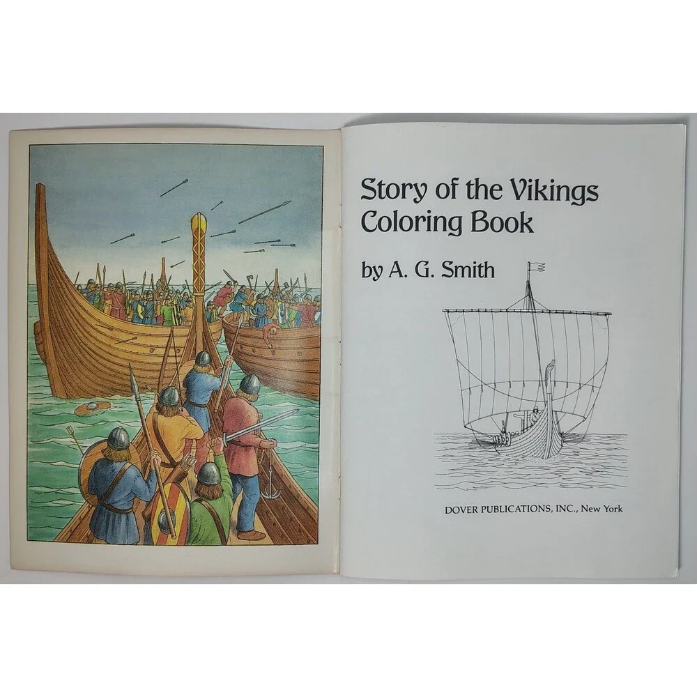 Story Of The Vikings Paperback Historical Educational Coloring Book